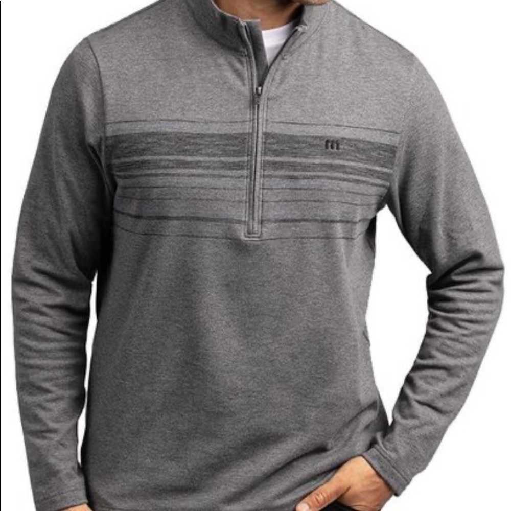 NWT Travis Mathew Transition dark gray chest stripe quarter zip- XL